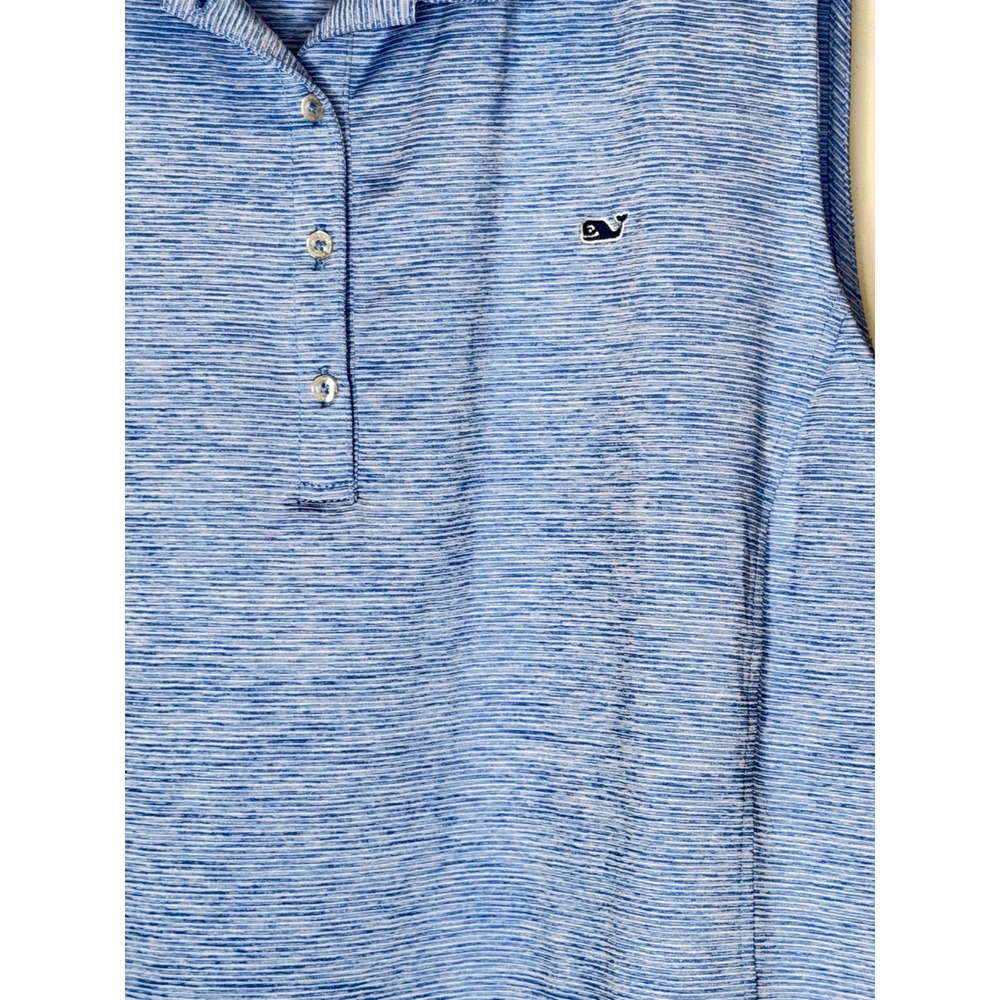 Vineyard Vines Performance Sleeveless Polo Top Blue Striped XL - Picture 8 of 8